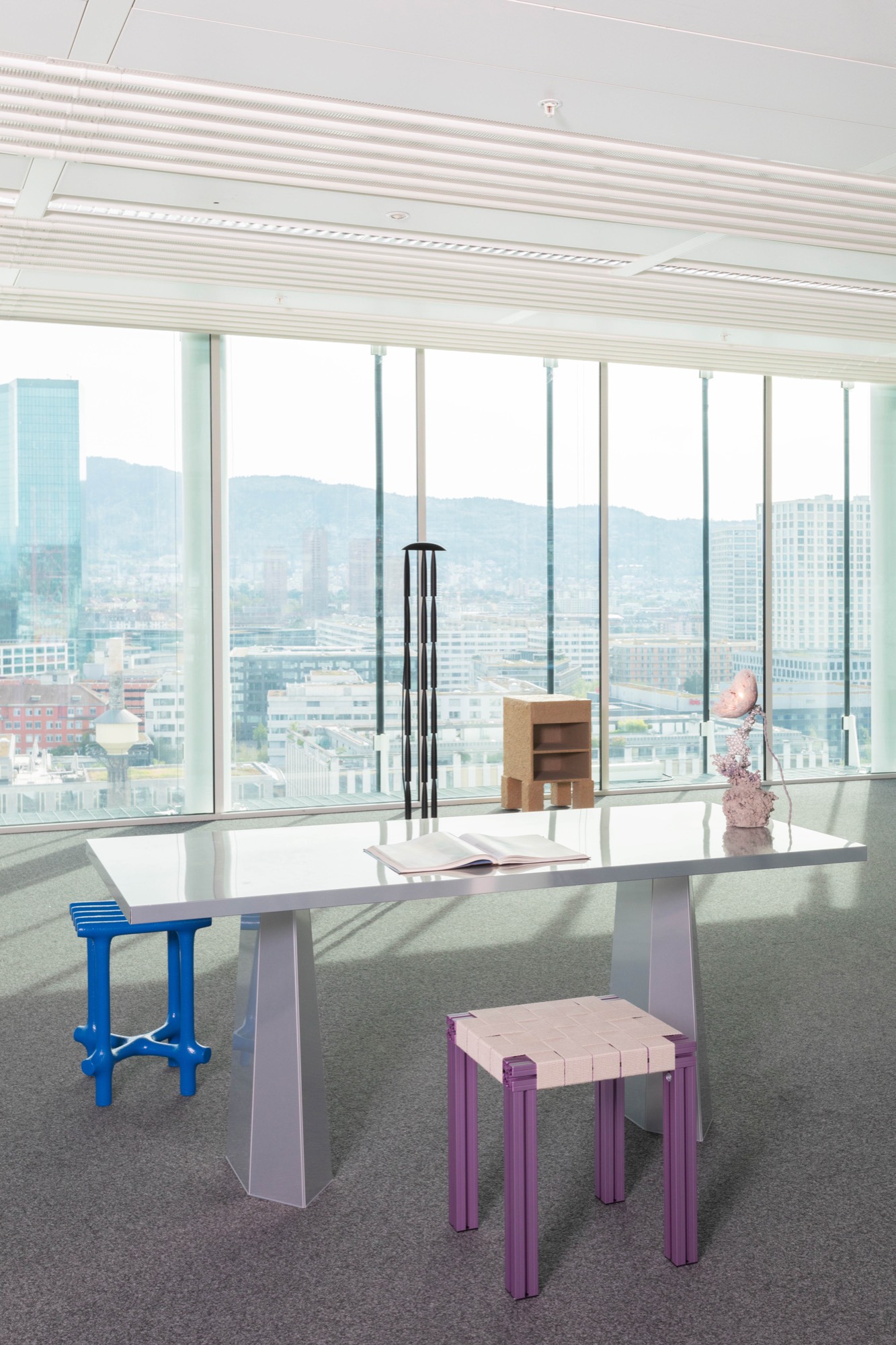 Tino Seubert, Anodised Wicker Collection Stool (Pink)